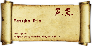 Petyka Ria névjegykártya